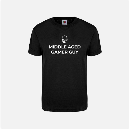 Short Logo Middle Aged Gamer Guy T-Shirt