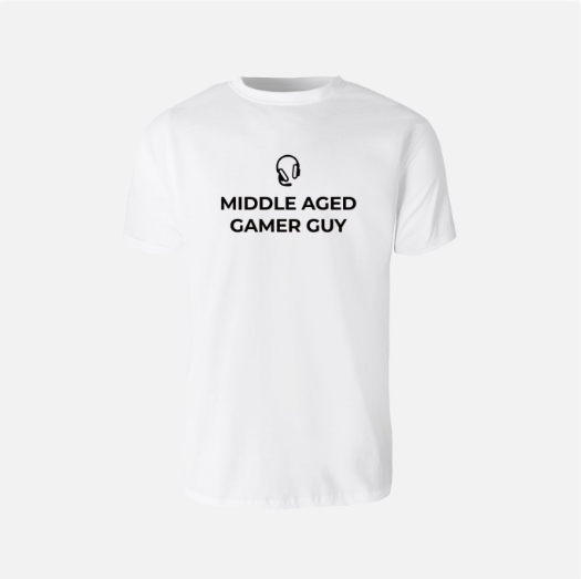 Short Logo Middle Aged Gamer Guy T-Shirt