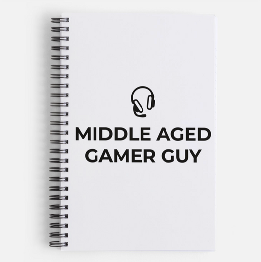 Middle Aged Gamer Guy Logo Notepad